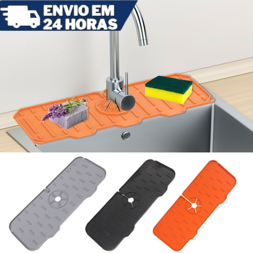 Tapete Protetor de Torneira e Escorredor de Silicone Premium
