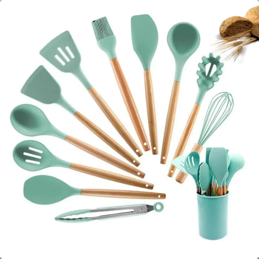 Kit 12 Peças de Utensílios de Cozinha em Silicone