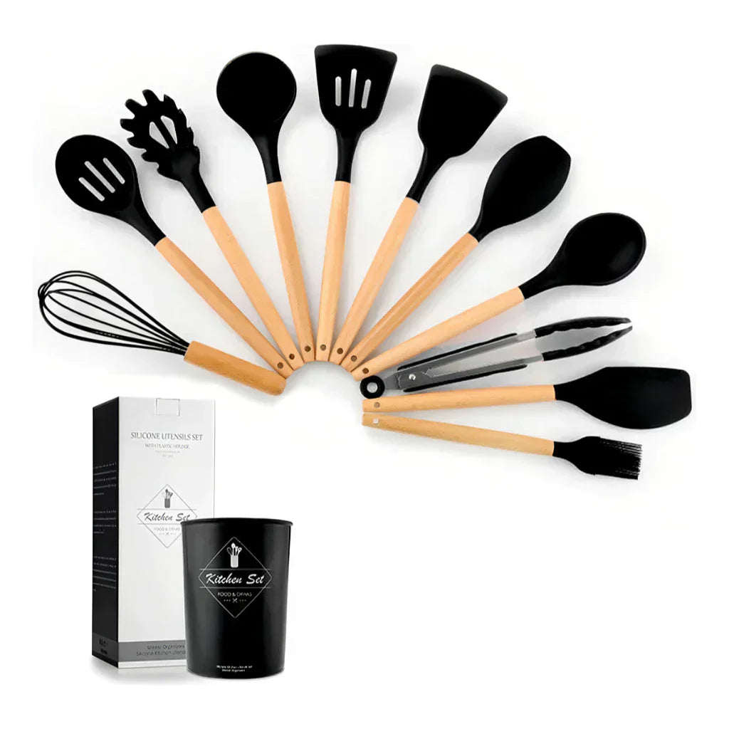 Kit 12 Peças de Utensílios de Cozinha em Silicone