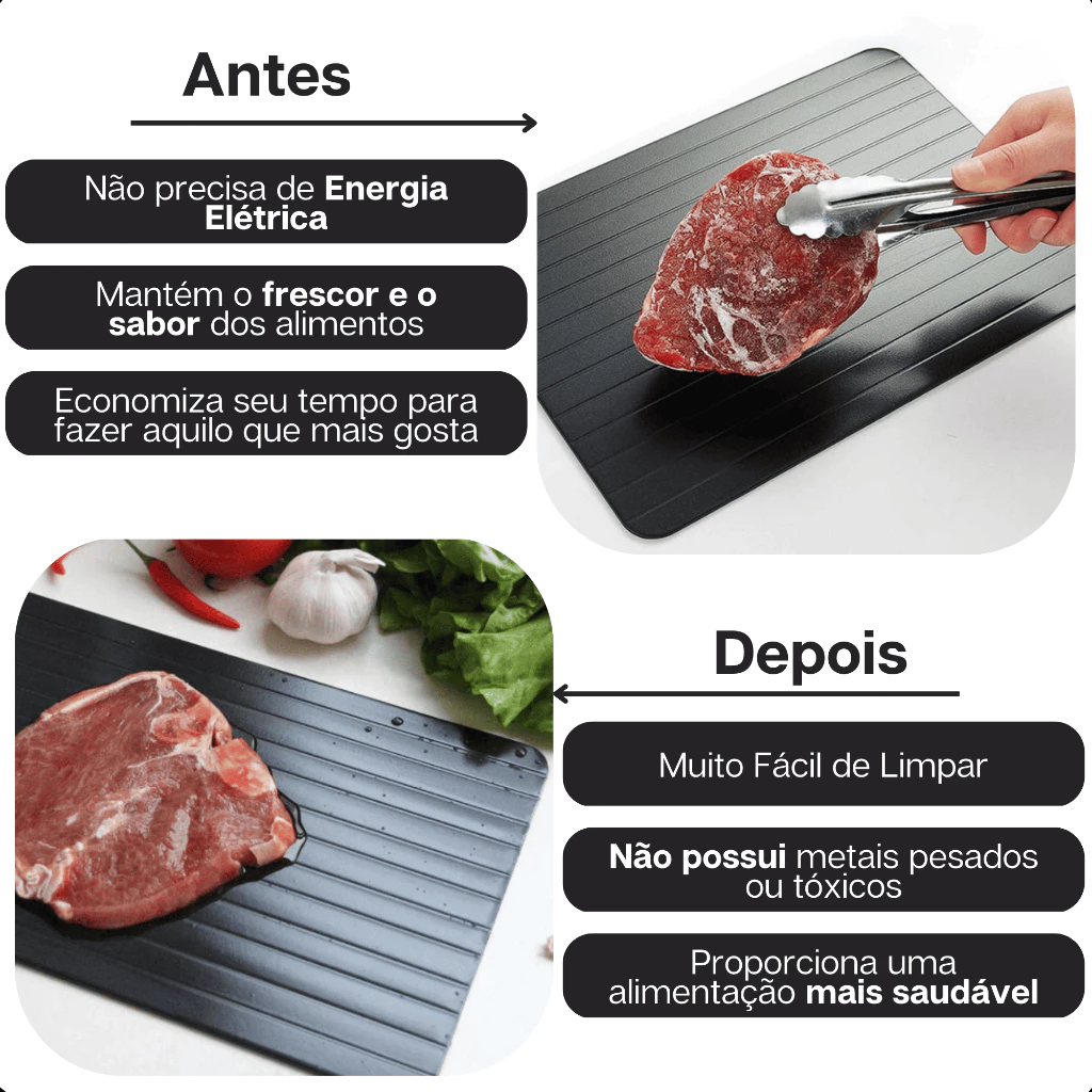 Tabua Magica Descongelar Rápido Carne Alimentos Defrost Express Tech Bandeja Travessa
