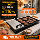 Chapa Grill Multifuncional para Fogão com Cabo de Madeira + Prensa Premium