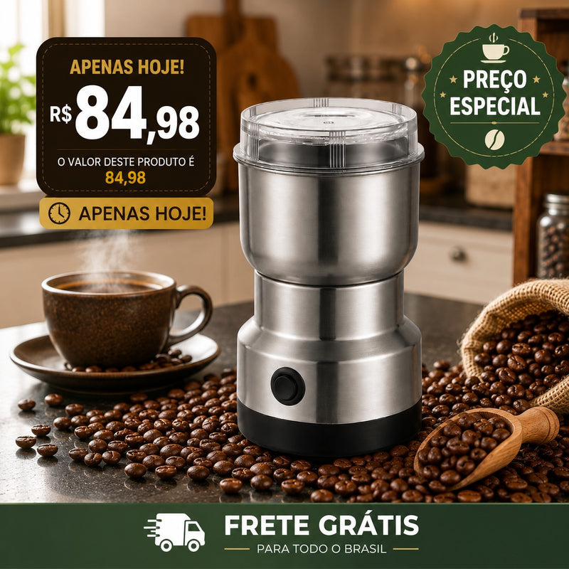 Moedor Triturador de Café Elétrico Multifuncional em Aço Inox 150W