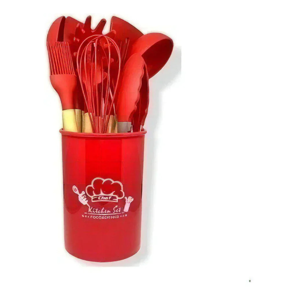 Kit 12 Peças de Utensílios de Cozinha em Silicone