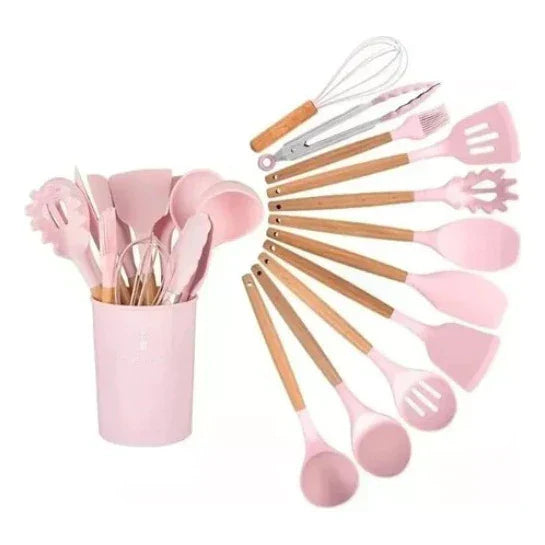 Kit 12 Peças de Utensílios de Cozinha em Silicone