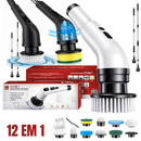 Escova Elétrica Limpeza Kit 12 em 1 Sem Fio Giratória Portátil