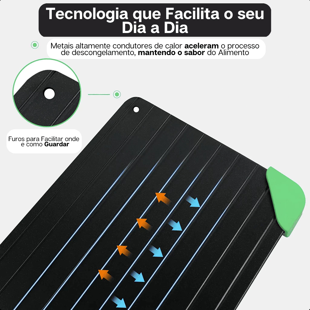 Tabua Magica Descongelar Rápido Carne Alimentos Defrost Express Tech Bandeja Travessa